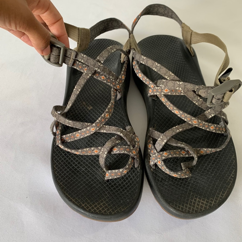 Chaco ZX/2 Sandals Womens 11 Gray Orange Strappy‎ Adjustable Gorpcore Hiking
